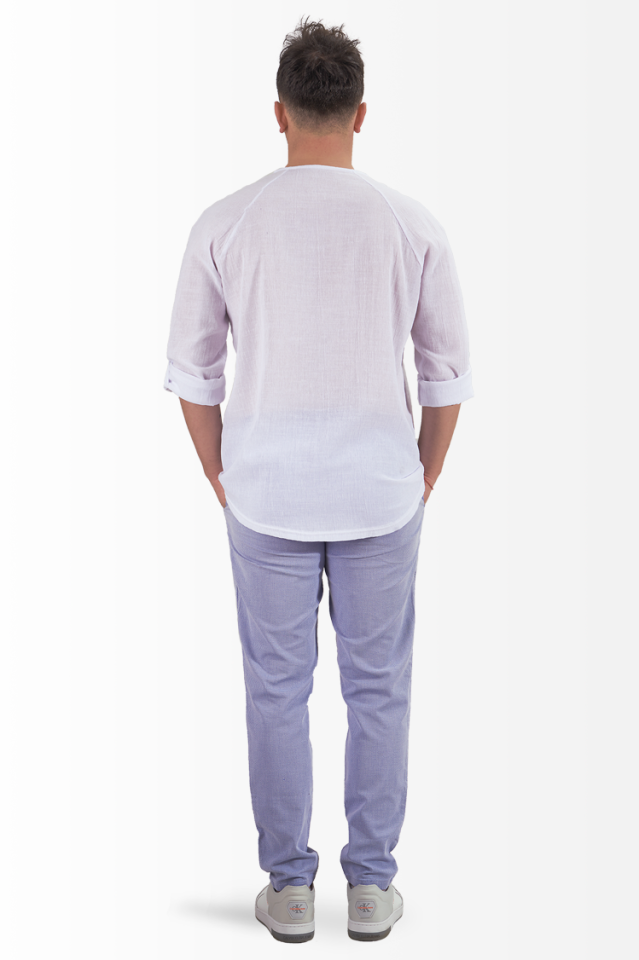 Şile Bezi V Yaka Sweatshirt Reglan Kol Beyaz
